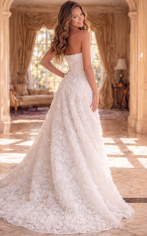 back view of fitted prom dress with open back and thin straps