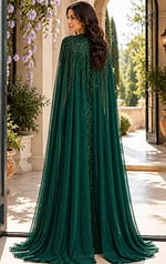 back of emerald green embellished dress 49743
