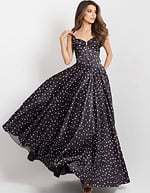 Polka Dot A-Line Gown with Lace Up Back 49774 - Image 6