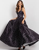 Polka Dot A-Line Gown with Lace Up Back 49774 - Image 9