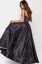 black poko dot dress with lace up back 49774