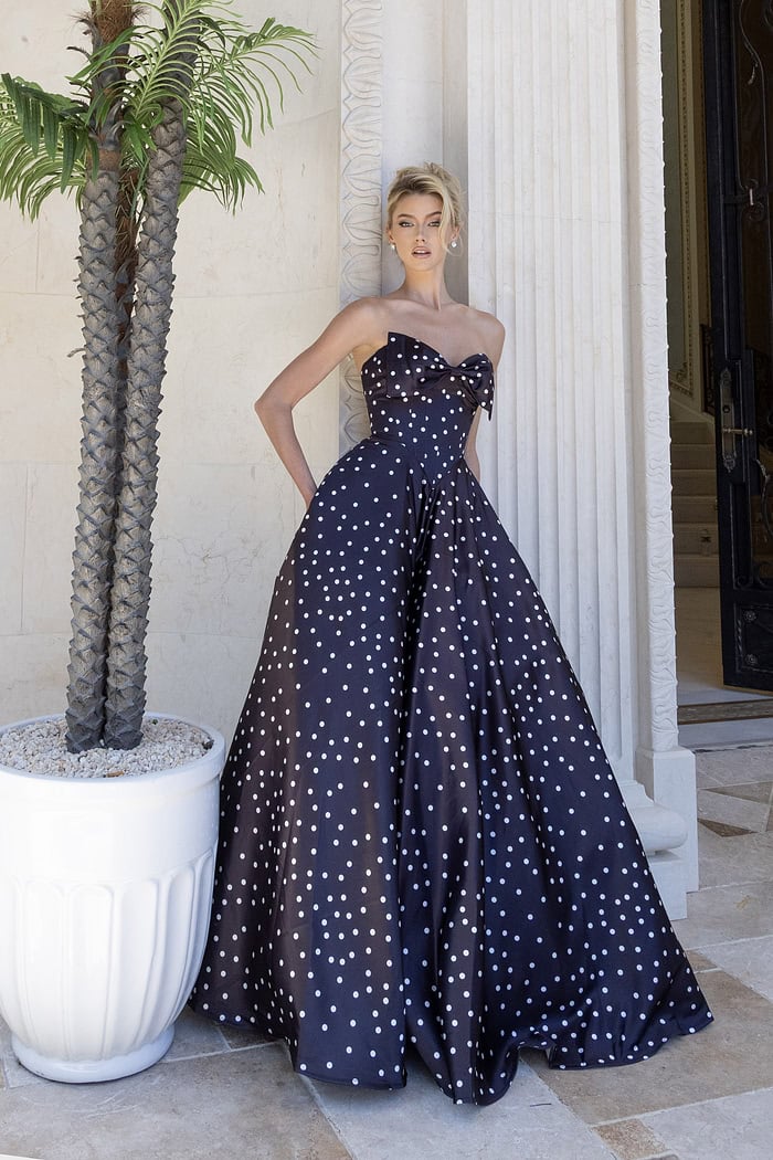 navy blue dress with polka dots Prosperina Chelsea Dot Cotton Maxi quarter length sleeves Lulus | Navy Polka Dot