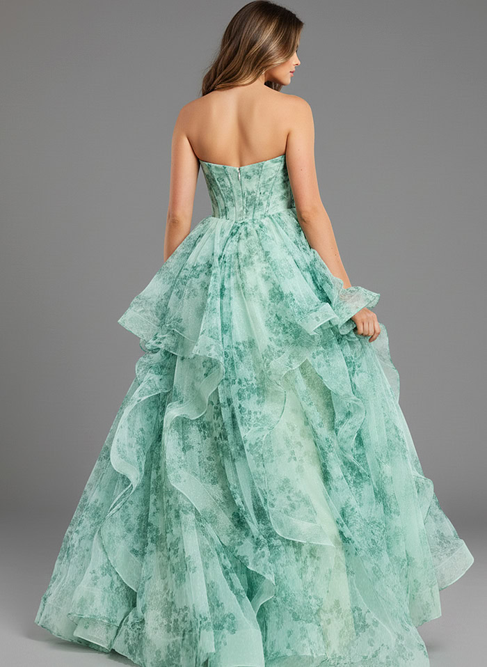 wedding dresses with green accents Whimsical Sage Dress Floral Lace Appliques and Illusion V-Neck FW220 Viniodress Immerse yourself in the opulent elegance of the Rococo era with our stunning Marie Antoinette Tiered Floral Gown With Sweetheart