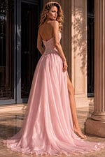 Beaded Corset Gown with Flowing Overskirt 49822 - Image 2