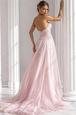 back of beaded strapless dress 49822-