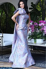 one shoulder mother of the bride dress with bow detail on the shoulder 49847