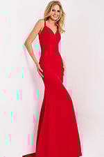 Red Stretch Crepe Neck gown 49861