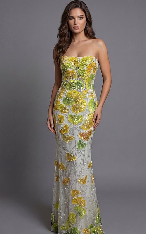 floral embellished mermaid gown with fitted silhouette