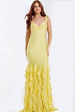 yellow fitted dress with layered skirt 49897
