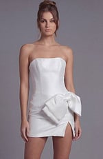 Strapless Hot Pink Satin Mini Dress 49908 - Image 5