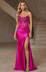strapless corset bodice fuchsia dress 50012