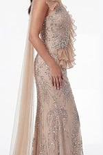 Nude mermaid gown with intricate crystal embellishments