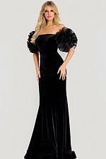 strapless fitted dress with ruffled sleeves 50216