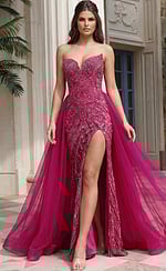 Strapless Beaded Bodice Gown With Flowing Tulle Skirt 50222 - Image 3