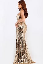 Strapless sweetheart sequin gown