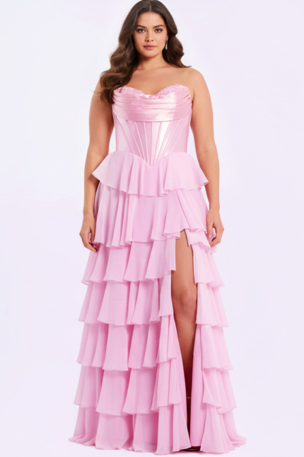 JOVANI サイド装飾ロングドレス♫ Long Jovani Designer Prom Dress with Sequins -PromGirl