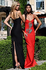 rhinestone rose bodycon gown with cutou