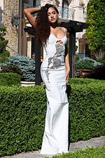 rhinestone rose bodycon gown with cutou