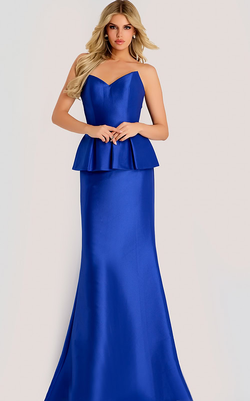 royal blue v neckline peplum dress 50257
