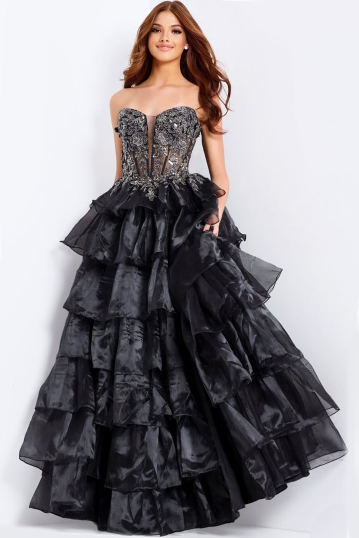 layered skirt embellished dress 50259