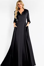 black long sleeves evening dress 50262