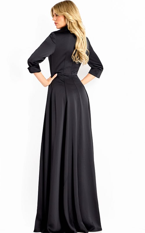 black long sleeves evening dress 50262