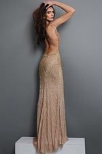 beaded cutout gown with high slit