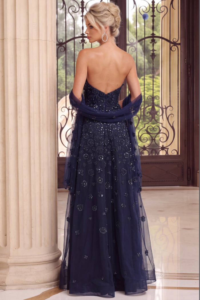 beaded navy dress 51617