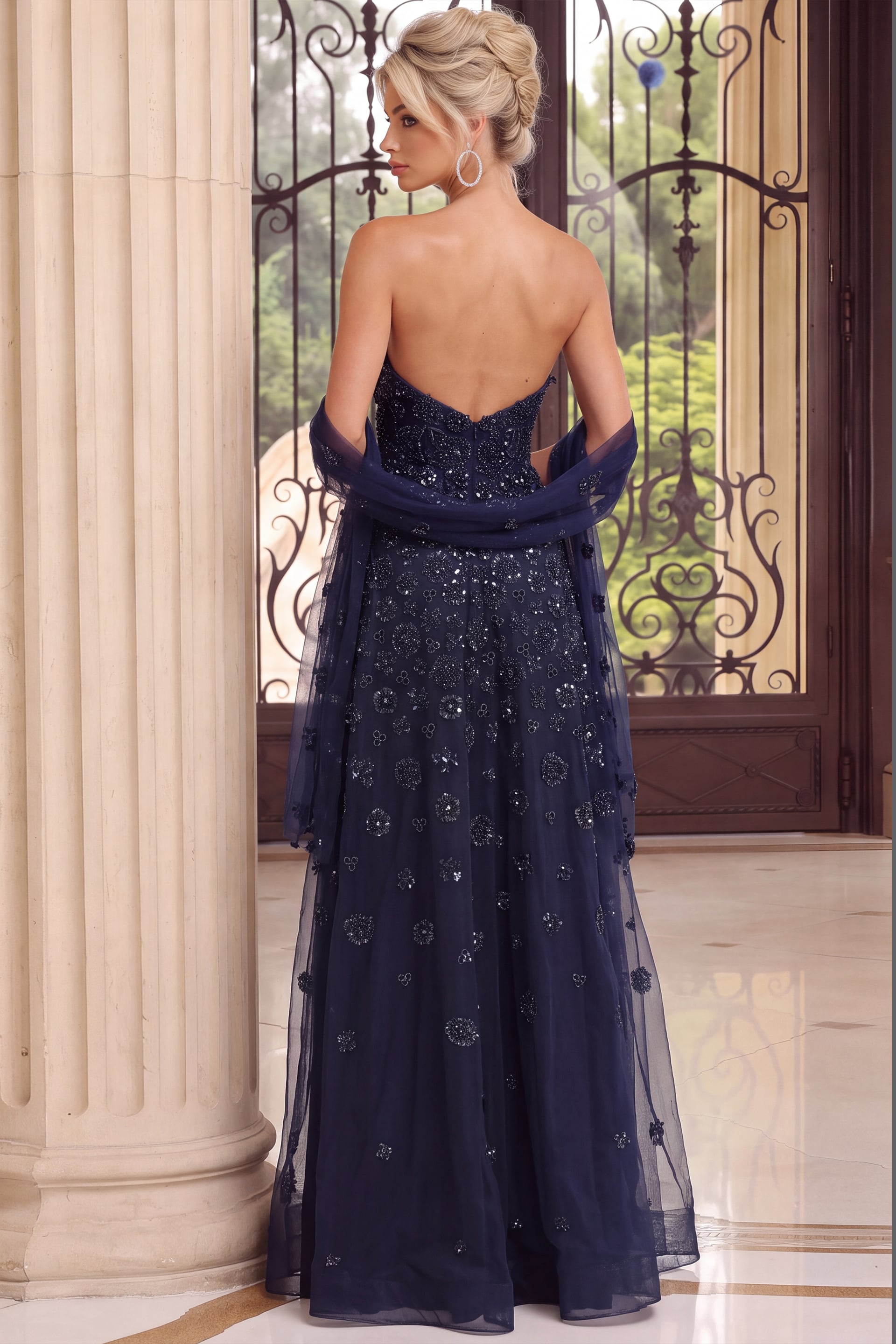 beaded navy dress 51617