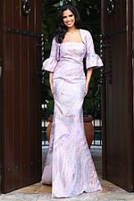 floral strapless mother of the bride dress with matching jacket 51654