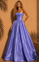 Jovani 51685 Lavender Strapless Corset Ball Gown Front View