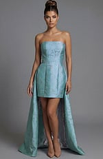 Strapless Brocade Corset Mini Dress With Full Skirt 51693 - Image 3