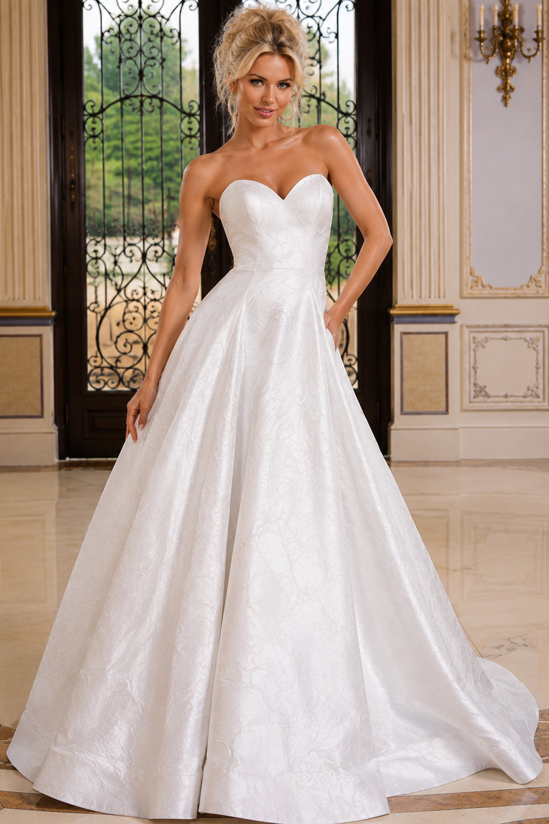 white Jovani 51695 Front, visible pockets