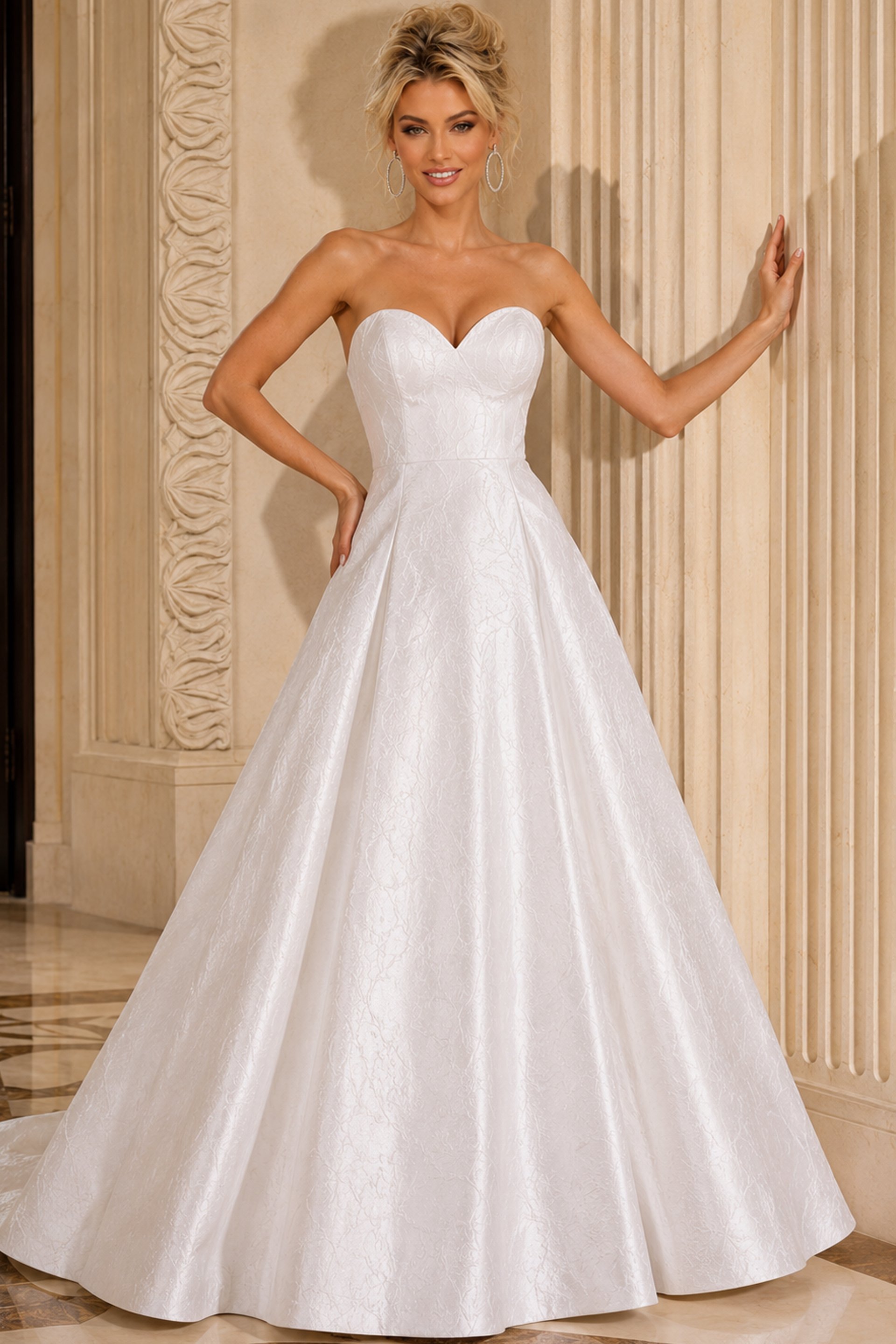 white Jovani 51695 front, sweetheart neckline