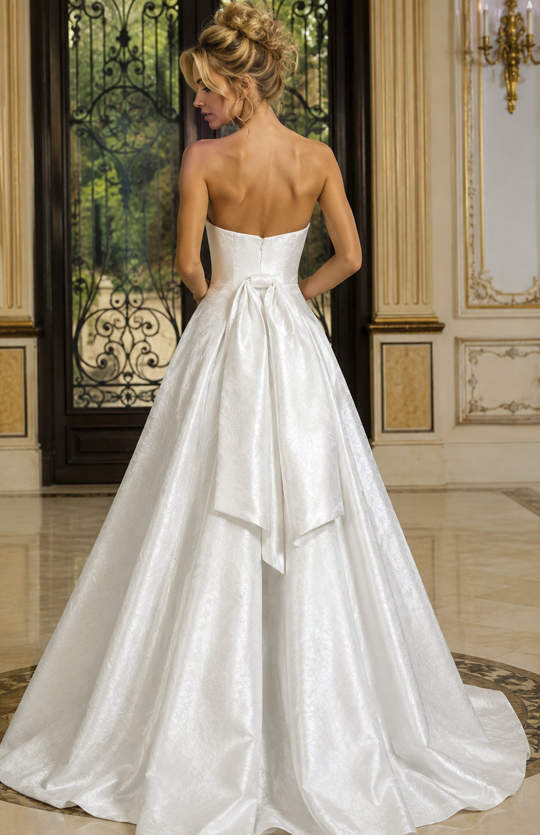 white Jovani 51695 Back, bow detail