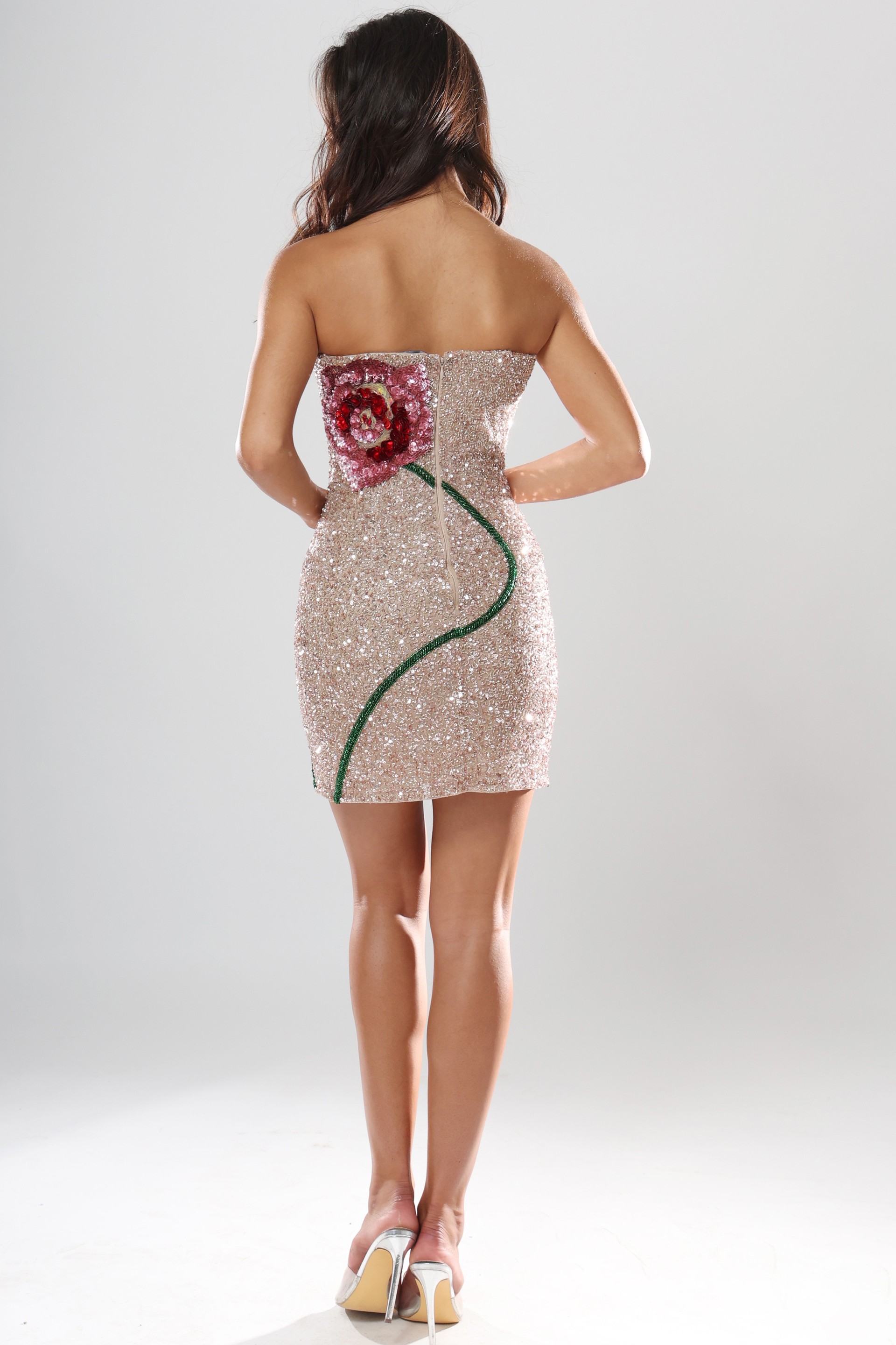 strapless sequin short dress 51725
