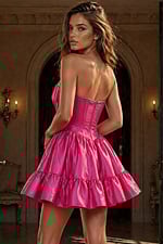 back of fit and flare fuchsia strapless dress 51800
