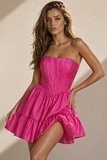 Strapless Corset Mini Dress with Ruffled Hem 51800