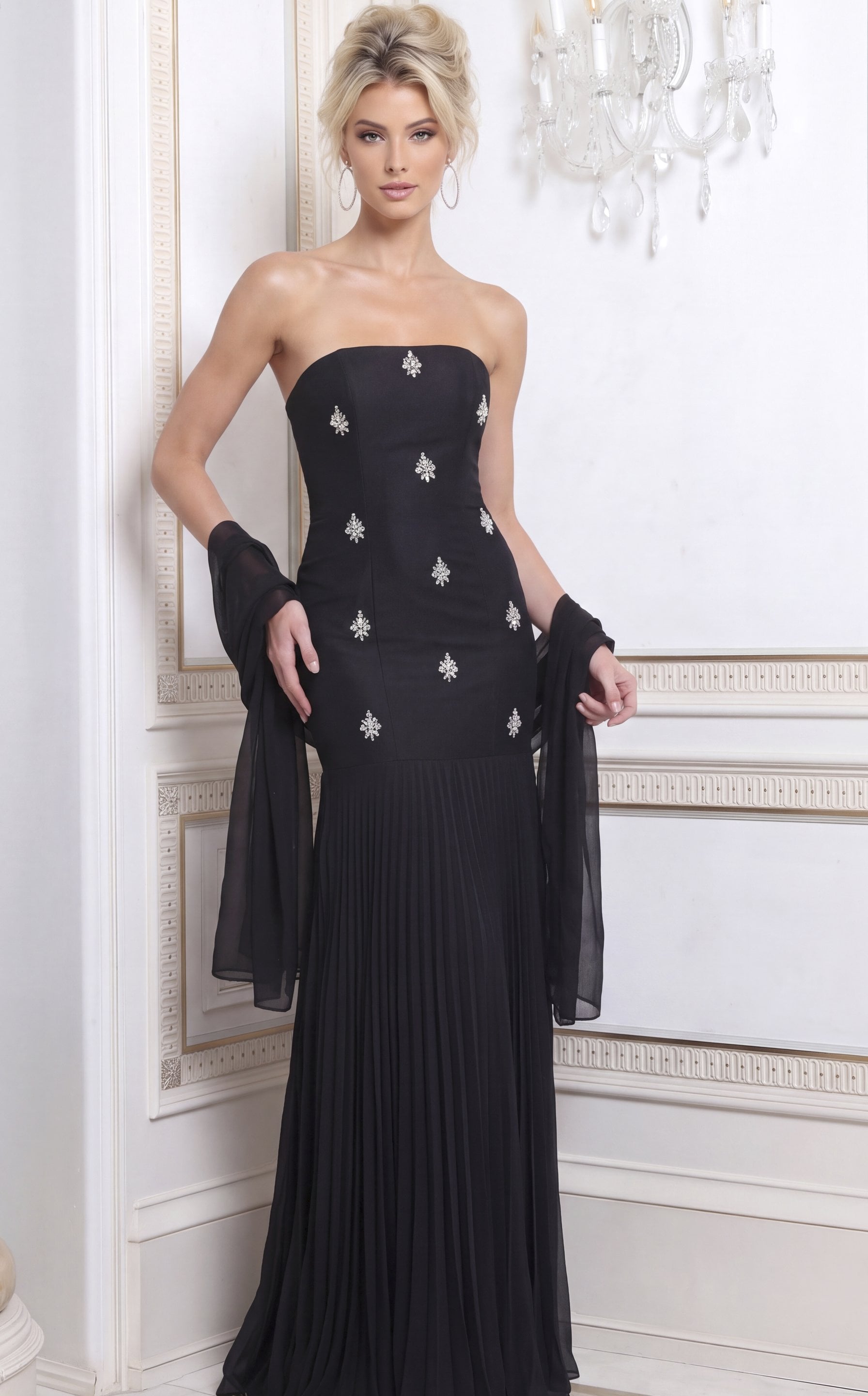 black Jovani 51964 front, embellished bodice