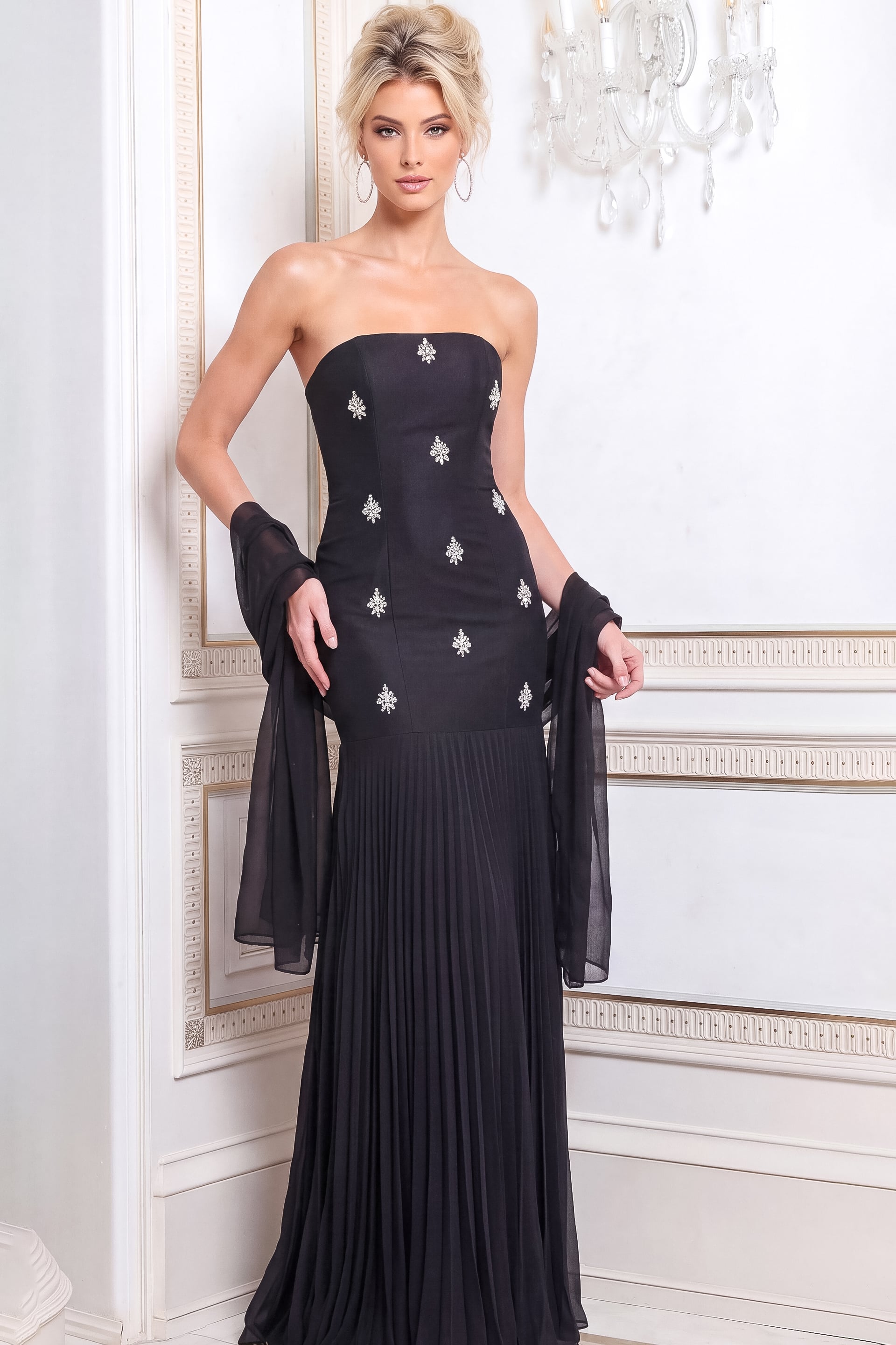 strapless mermaid black dress 51964