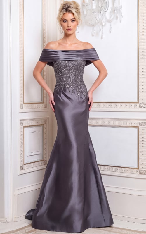 off the shoulder mermaid silver beaded dress 52036