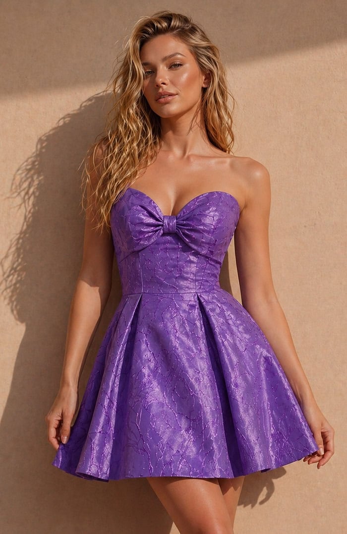 Bow Front Jacquard Mini Dress 52120