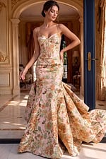 Long mermaid dress with thin straps