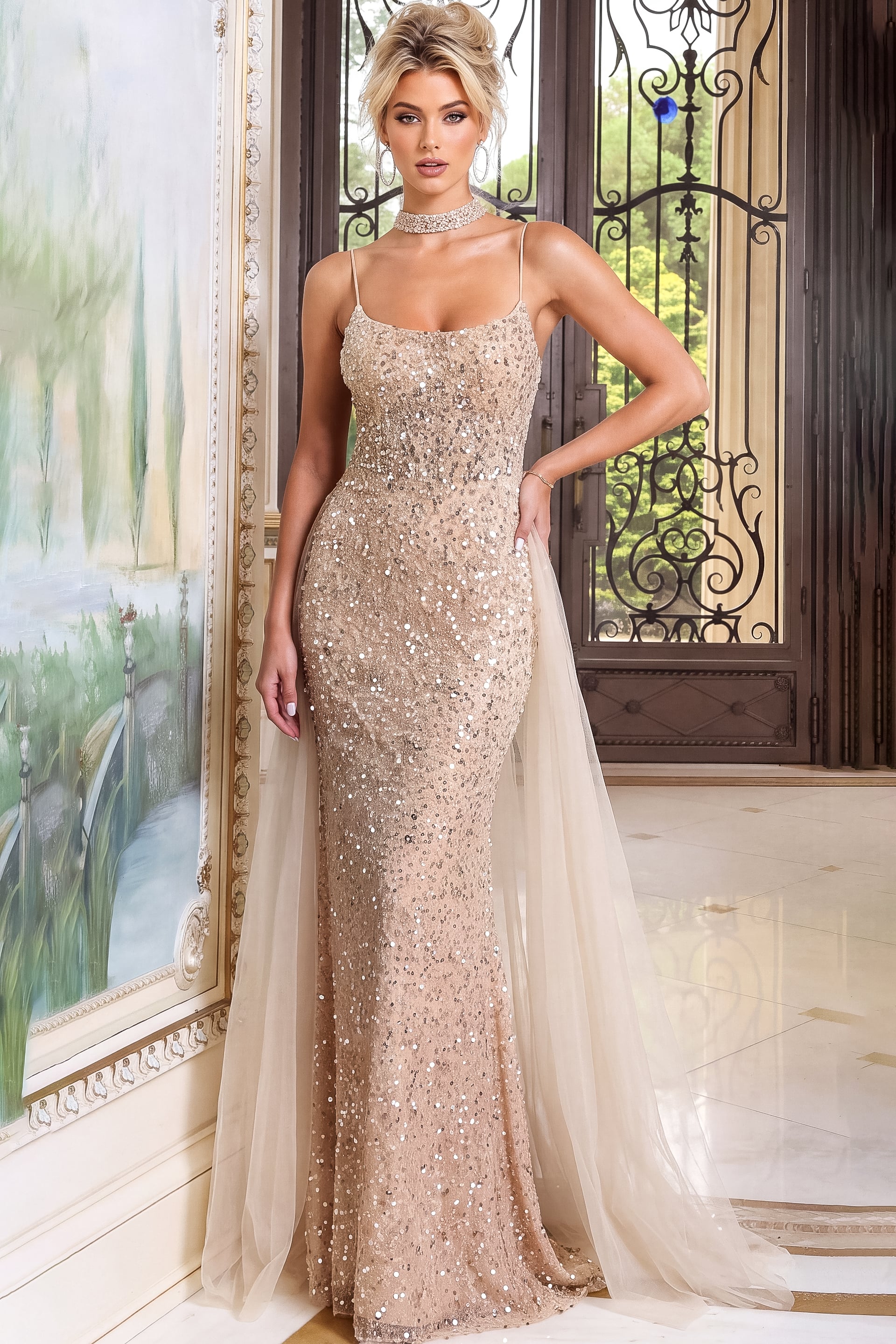 sheath beaded nude dress 52196