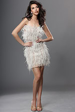 sequin and feather mini dress