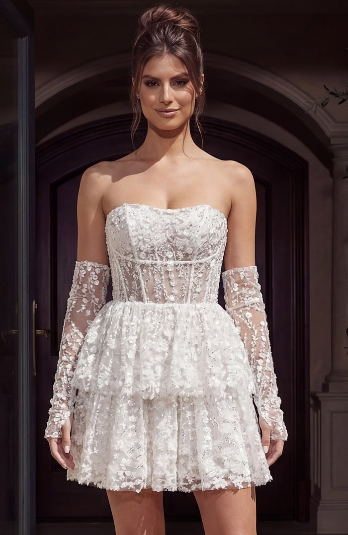 a-line formal dress front view with glossy fabric and refined design