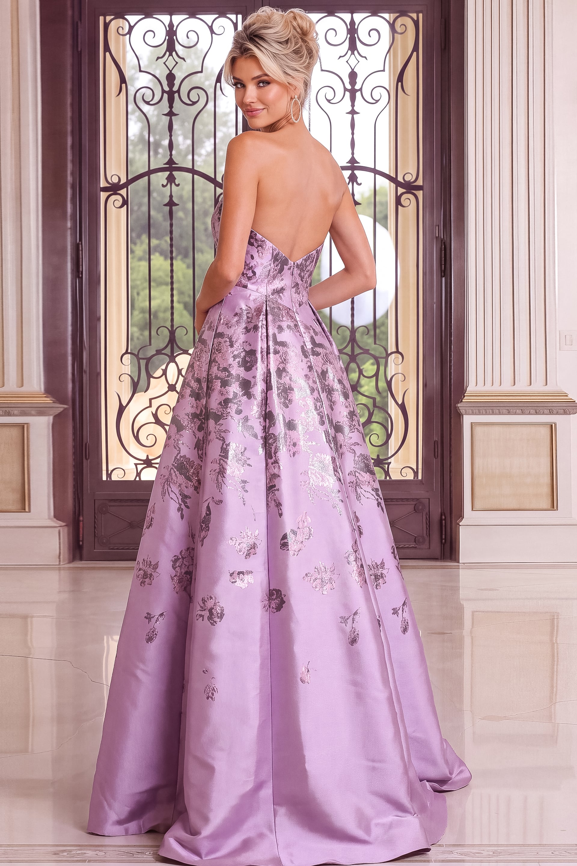 strrapless lilac fitted dress 52387