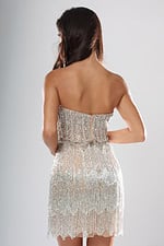 Sequin Illusion Mini Dress with Tiered Fringe 52405 - Image 2