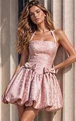 strapless fit and flare pink dress 52423