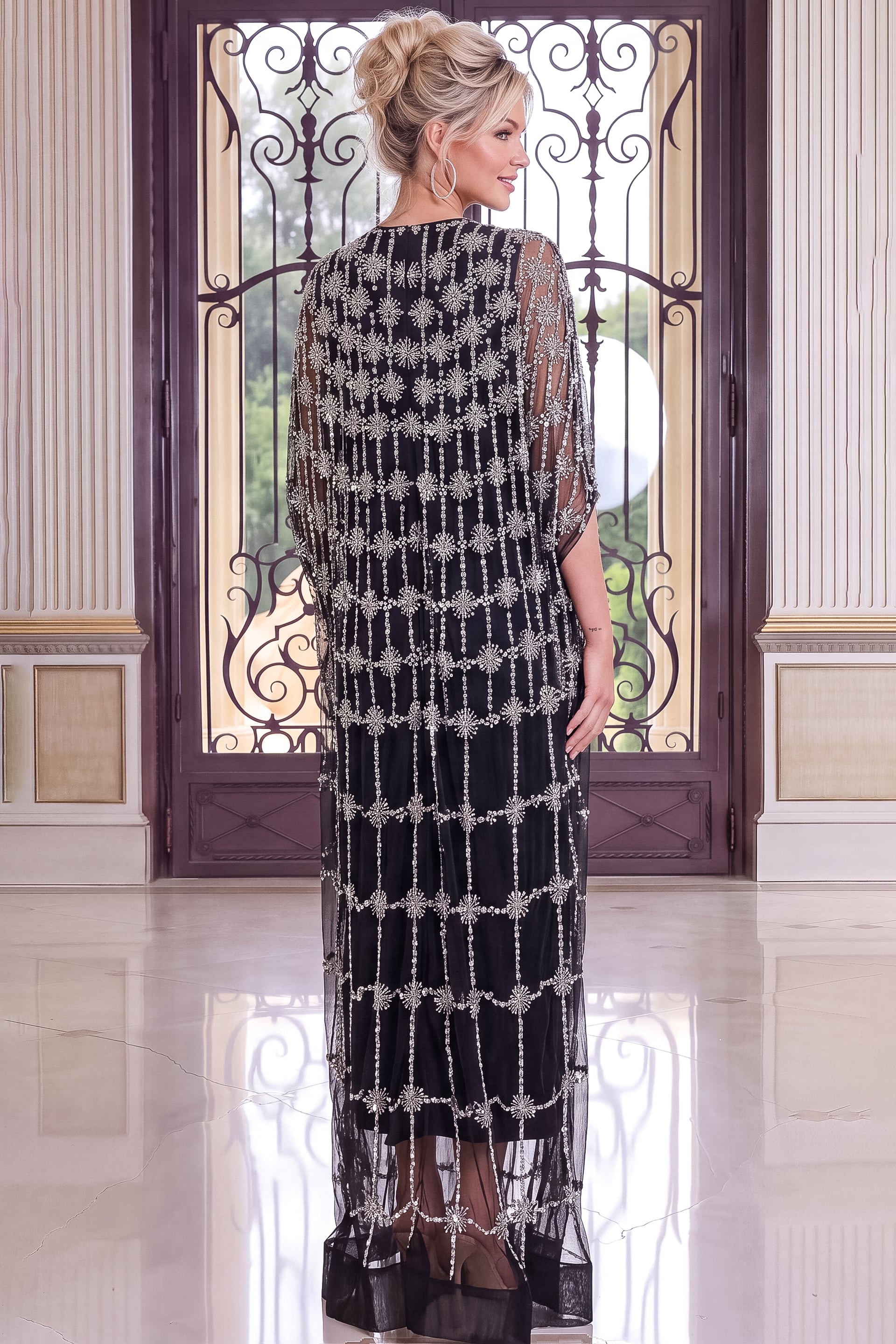 back of embellished sheer dress 52446